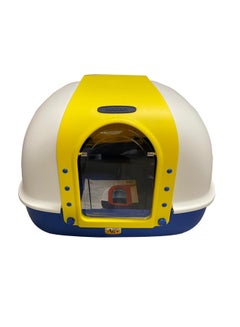 Nutra Pet Dragon Butterfly Doors Closed Cat Litter Box Yellow/White/Blue 