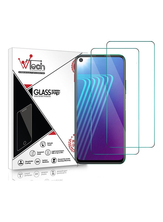 دبليو تيك مجموعة لاصقة حماية للشاشة من الزجاج المقوى لهاتف إنفينيكس نوت 7 لايت، من قطعتين شفاف - Image 1