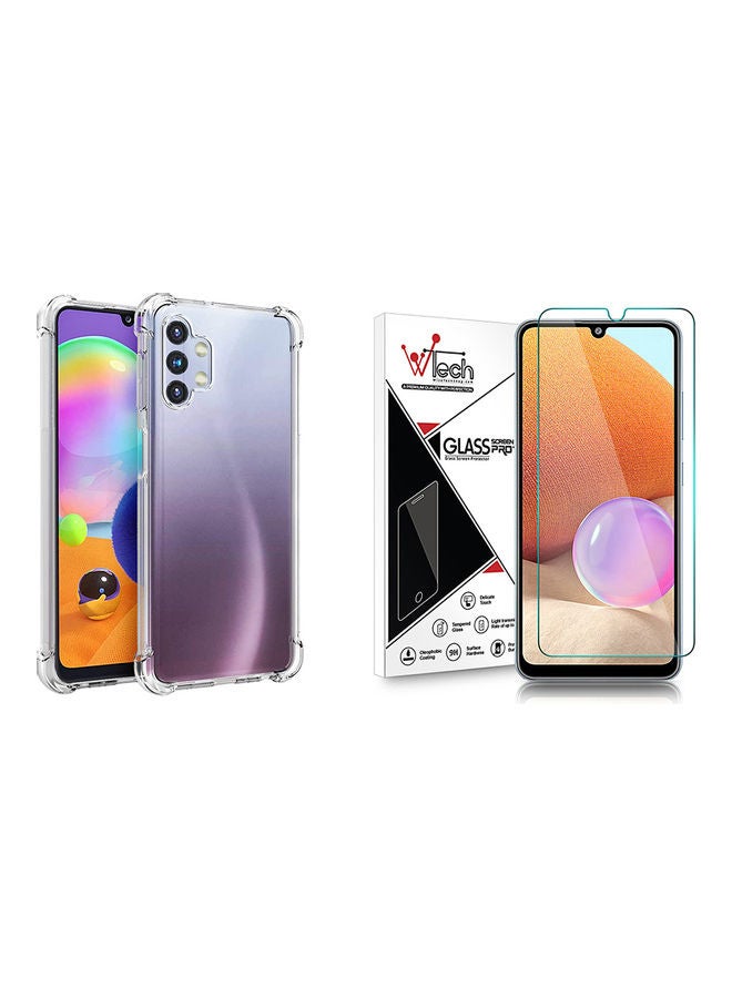 Wtech Tempered Glass Screen Protector And TPU Case Cover Set For Samsung Galaxy A32 Clear - Image 1