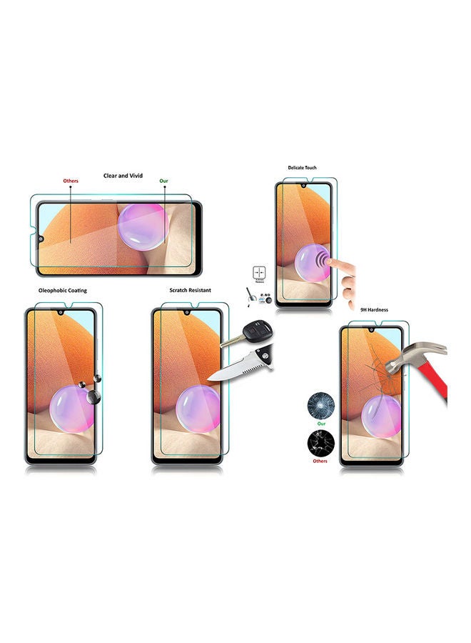 Wtech Tempered Glass Screen Protector And TPU Case Cover Set For Samsung Galaxy A32 Clear - Image 5