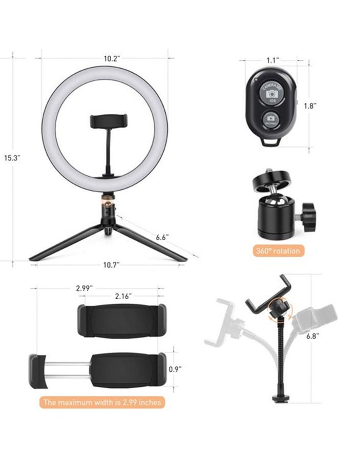Mobile Desktop Selfie Circular Light With 10 Inch Arc, PTZ, Hose Phone Holder,  Extendable Tripod And BT Remote Control Multicolour - Image 4
