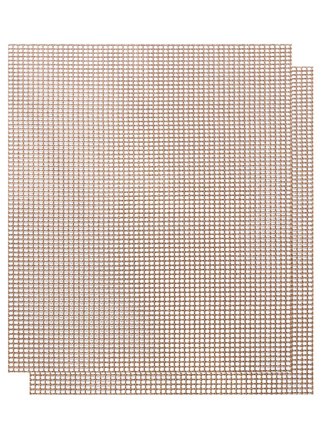 ماركة غير محددة طقم بساط للخبز بتصميم شبكي مفرغ مكون من قطعتين بني  - Image 1