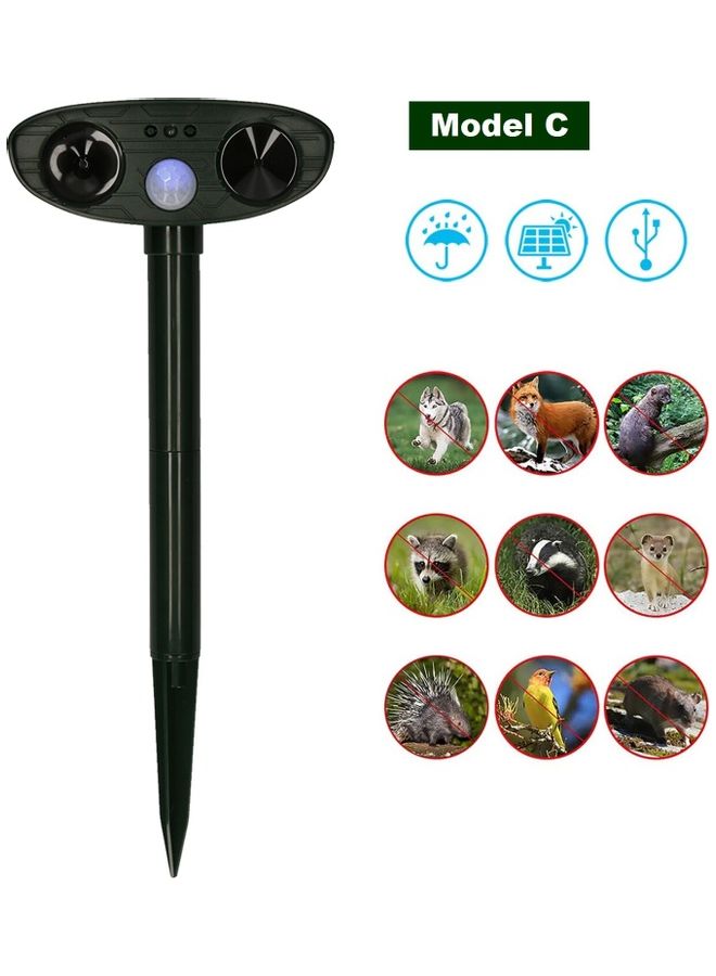 KKmoon Solar Powered Ultrasonic Animal Scarer Black - Image 1