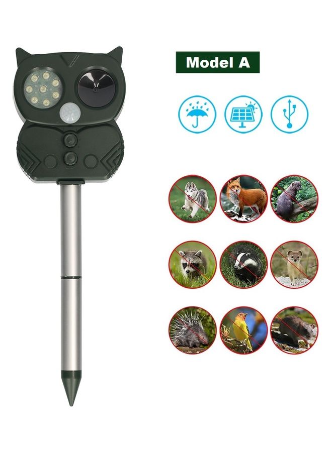 KKmoon Solar Powered Ultrasonic Animal Scarer Black/Silver - Image 1