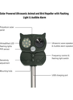 KKmoon Solar Powered Ultrasonic Animal Scarer Black/Silver  - Image 5