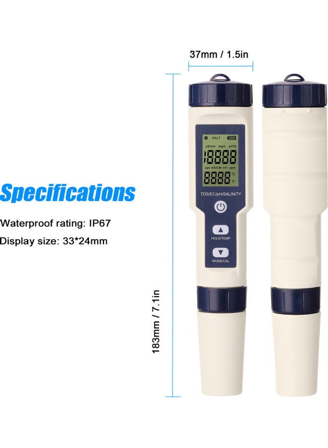 Generic 5 In 1 Professional Water Quality Tester Multicolour  - Image 2