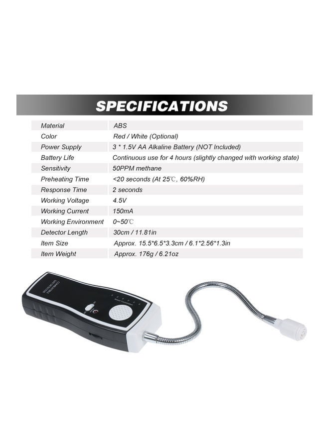 KKmoon Handheld Combustible Gas Detector White/Black/Silver - Image 4