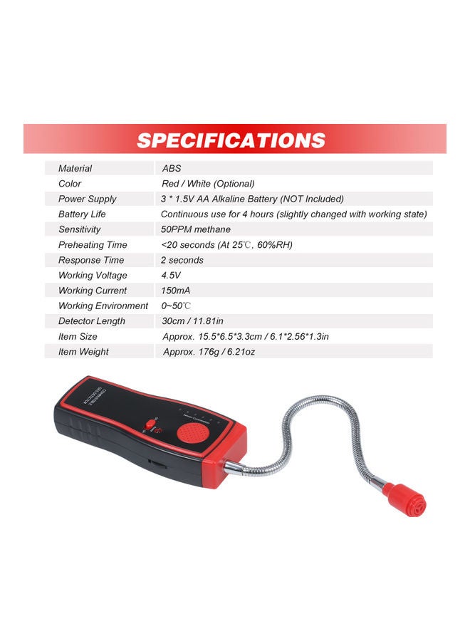 KKmoon Handheld Combustible Gas Detector Red/Black - Image 4