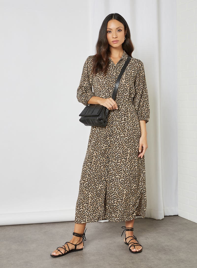 ONLY All-Over Print Shirt Dress Pumice Stone - Image 1