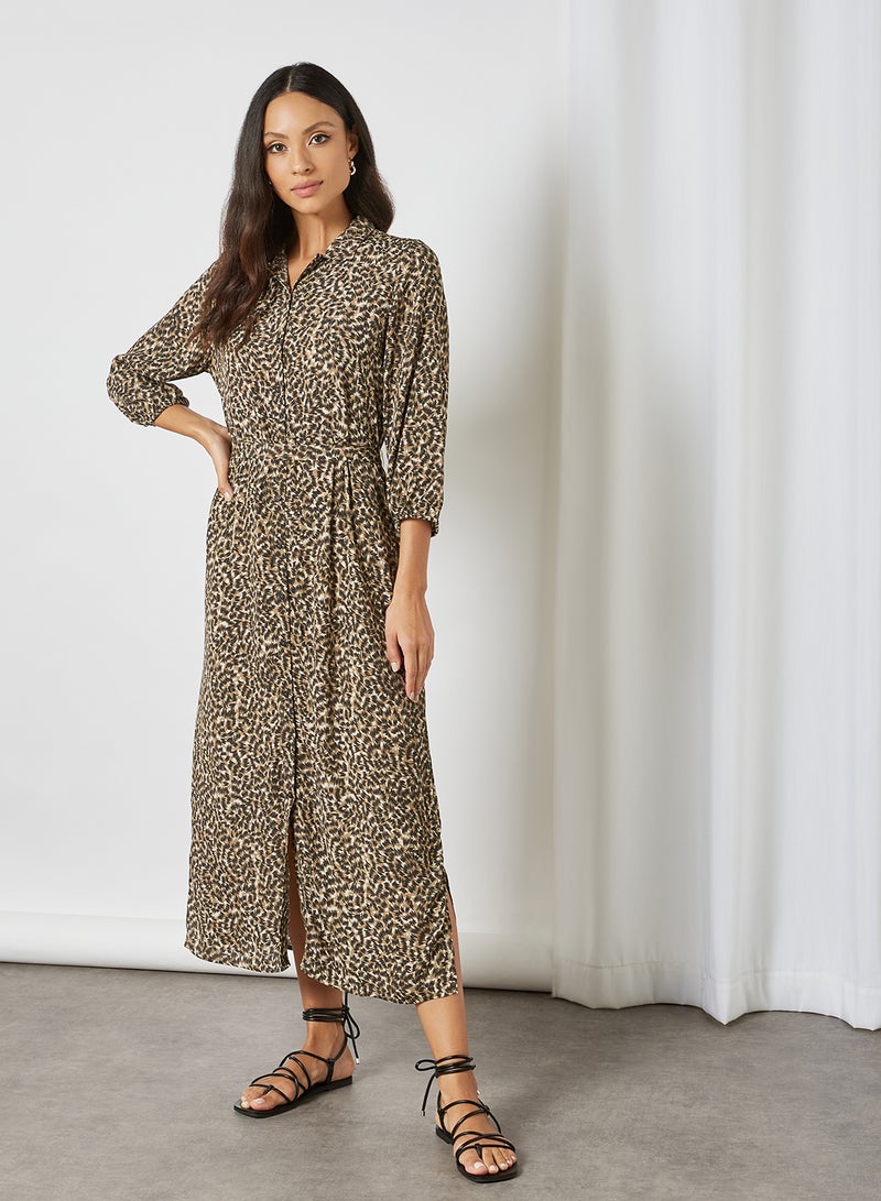 ONLY All-Over Print Shirt Dress Pumice Stone - Image 3