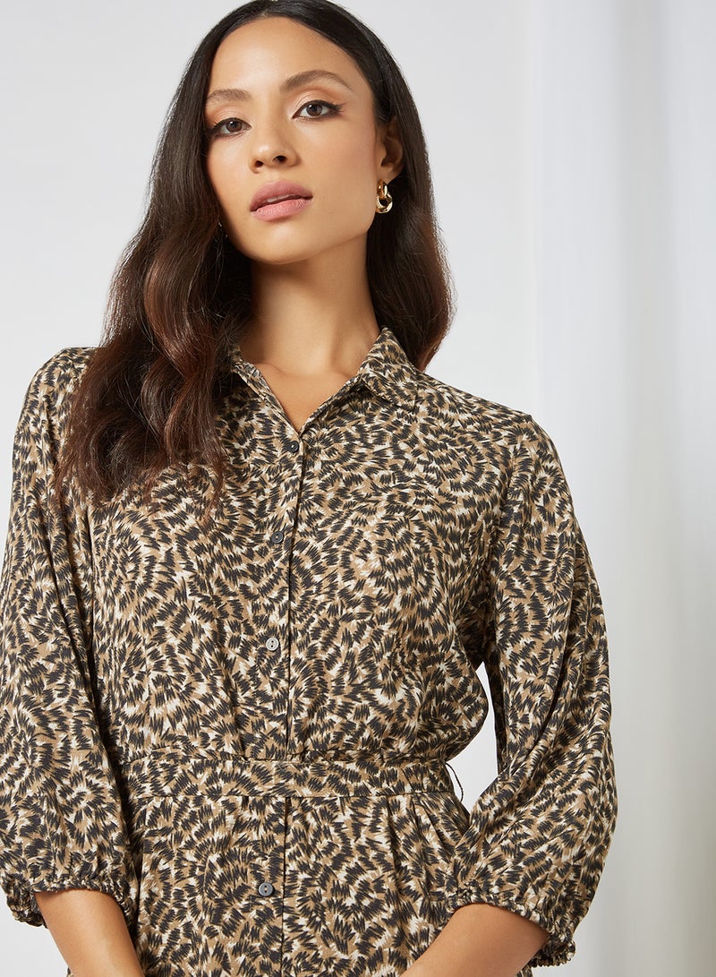 ONLY All-Over Print Shirt Dress Pumice Stone - Image 4