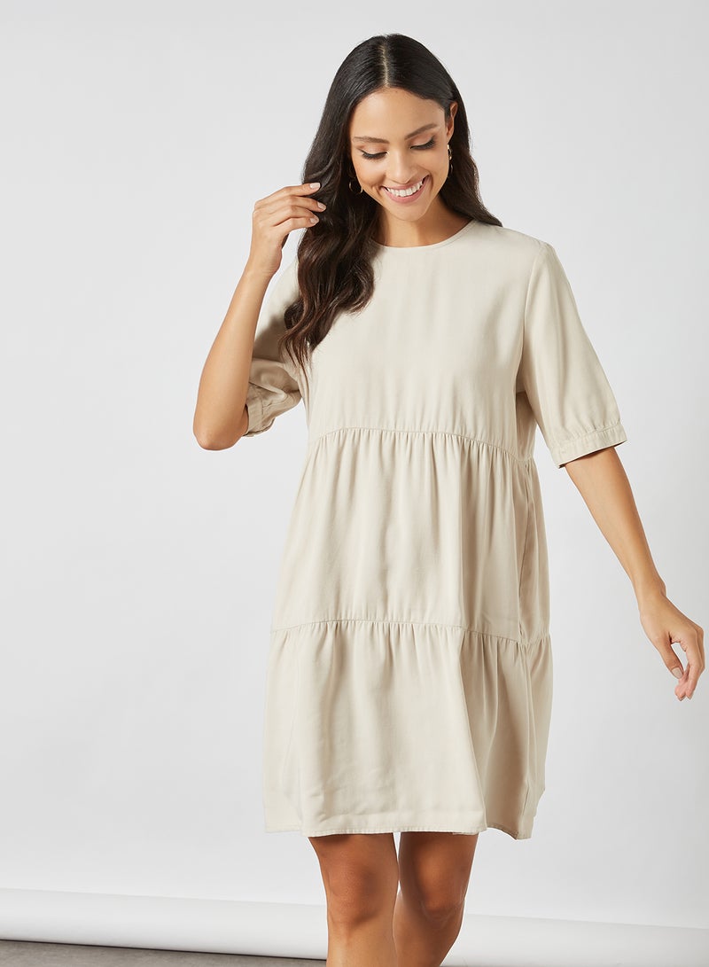 ONLY - Tiered Shift Dress Pumice Stone - Image 1