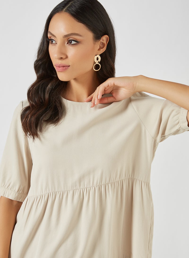 ONLY - Tiered Shift Dress Pumice Stone - Image 1