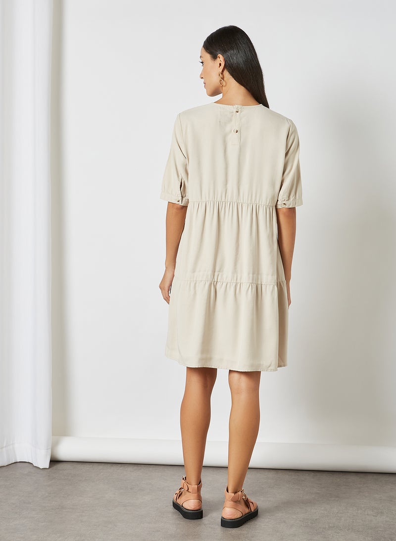 ONLY - Tiered Shift Dress Pumice Stone - Image 1