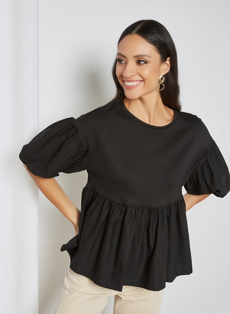 ONLY Flounce Hem Top Black  - Image 1