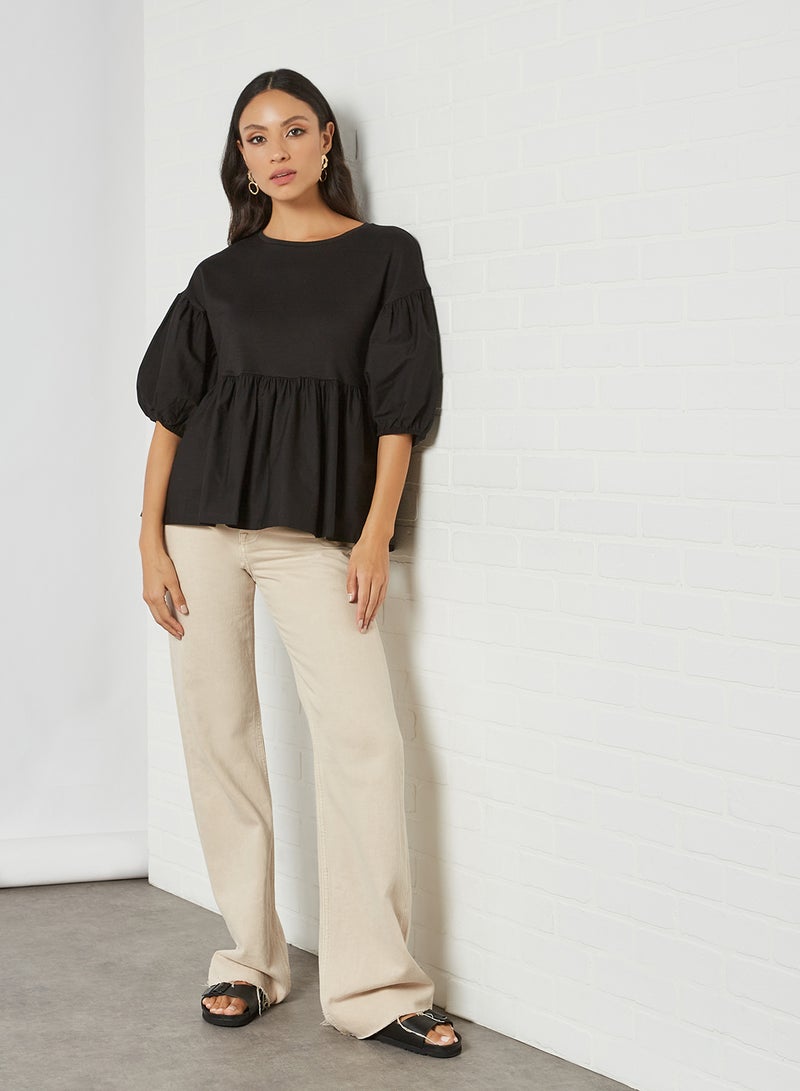 ONLY Flounce Hem Top Black  - Image 3