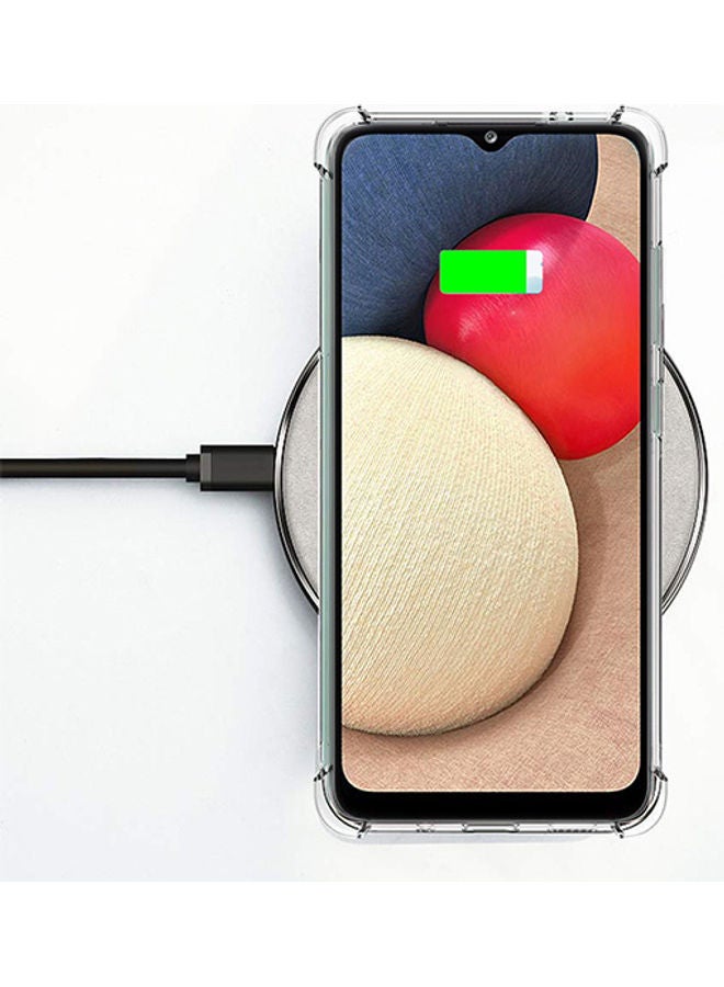 دبليو تيك غطاء حماية من البولي يوريثان الحراري مزود بلاصقة حماية للشاشة من الزجاج المقوى لهاتف سامسونج جالاكسي A02s شفاف - Image 2