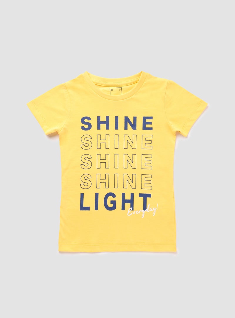 NEON - Girls Round Neck Short Sleeve T-Shirt Yellow - Image 1