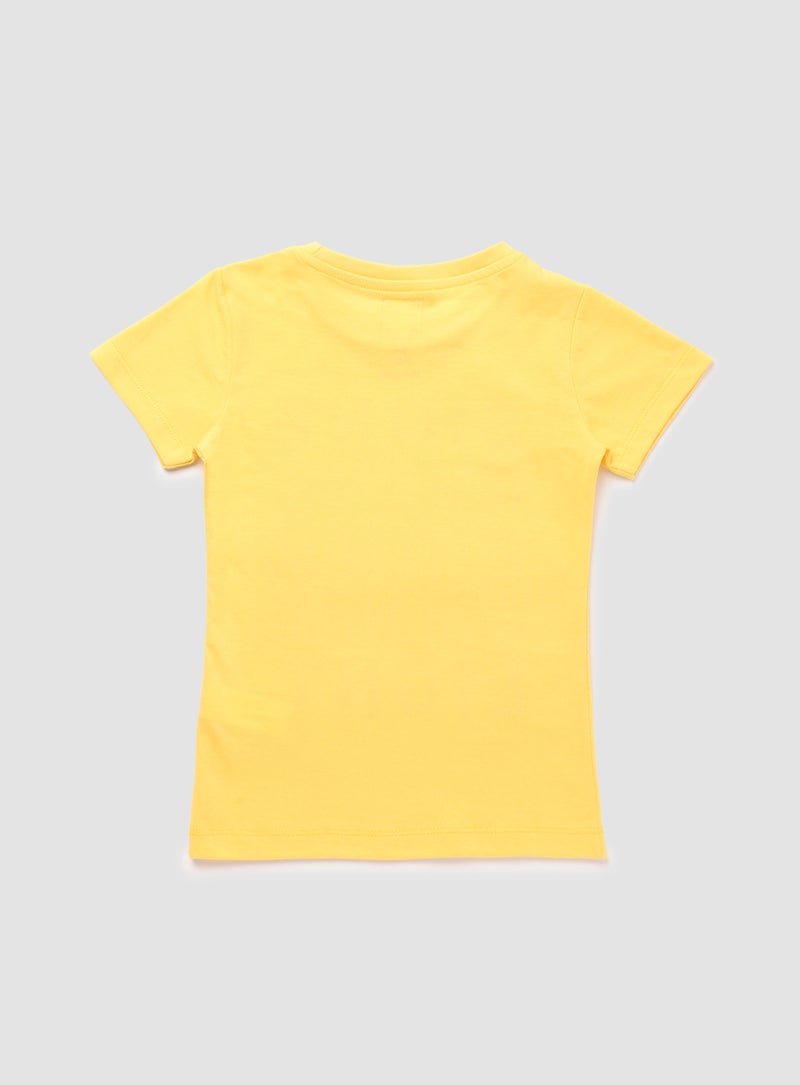 NEON - Girls Round Neck Short Sleeve T-Shirt Yellow - Image 1