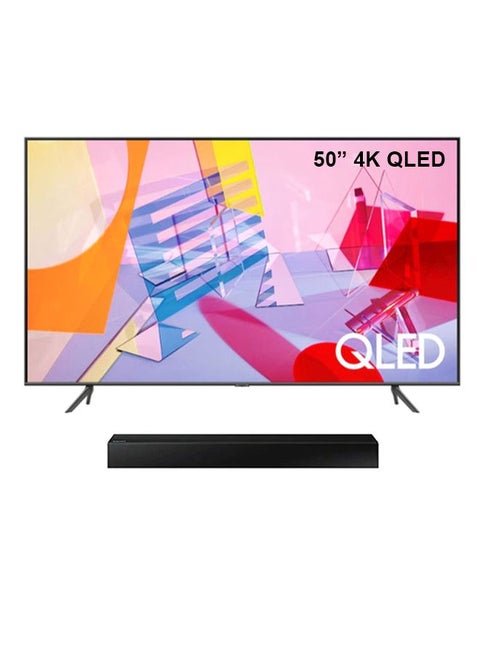 50-Inch 4K Smart QLED TV With 2CH Wireless Soundbar - Bundle Pack QA50Q60T + HW-N300 Black