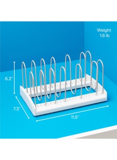 YouCopia YouCopia Store More Adjustable Pan And Lid Rack, Pot Lids And Pans Organizer for Kitchen Cabinet Storage, St And ard, White, 50160 White 7.3x11.5x6.4inch  - Image 4