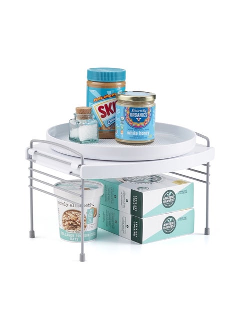 YouCopia Turntable UpSpace Shelf , White, Lazy Susan Shelf for Kitchen Cabinet or Pantry Organization, 50295 White 27.2x30.2x19.6cm