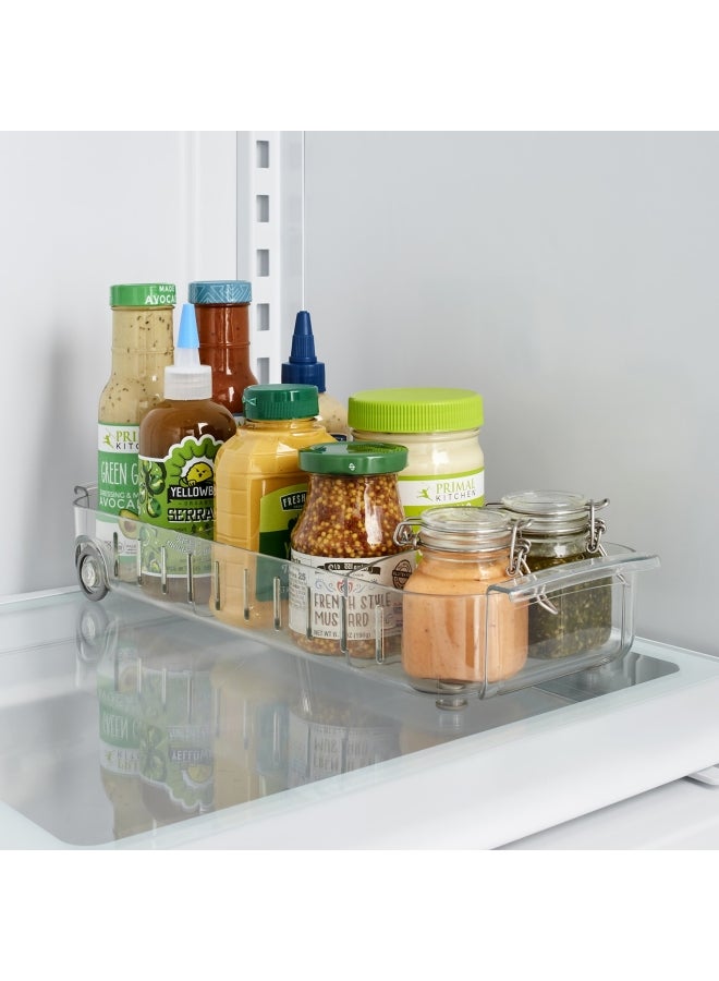 YouCopia YouCopia Roll Out Fridge Caddy 4", BPA-Free Clear Rolling Refrigerator Organizer Bin with Adjustable Dividers And H And les, 50297 White 6x15inch  - Image 2