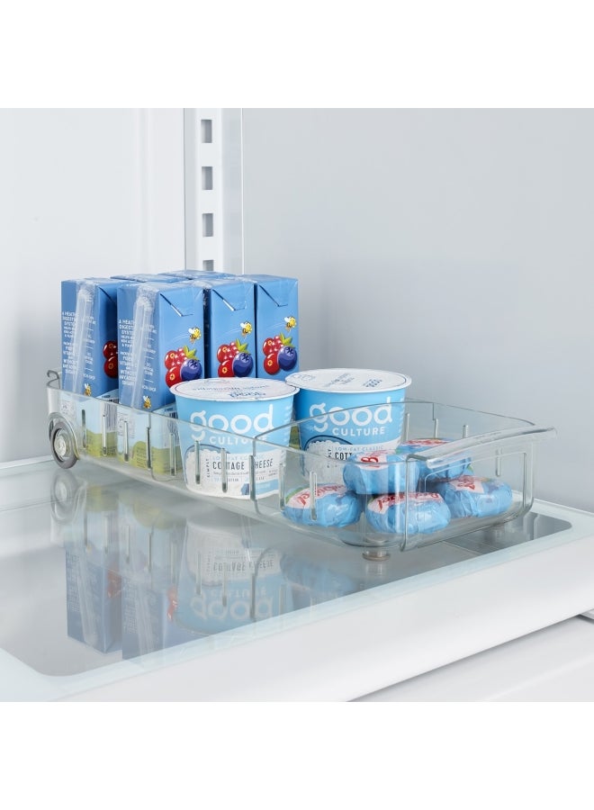 YouCopia YouCopia Roll Out Fridge Caddy 4", BPA-Free Clear Rolling Refrigerator Organizer Bin with Adjustable Dividers And H And les, 50297 White 6x15inch  - Image 3