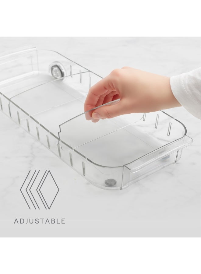 YouCopia YouCopia Roll Out Fridge Caddy 4", BPA-Free Clear Rolling Refrigerator Organizer Bin with Adjustable Dividers And H And les, 50297 White 6x15inch  - Image 4