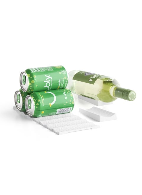16-Piece Fridgeview Can And Bottle Stackers Set White 11.4x5.1x1.5cm