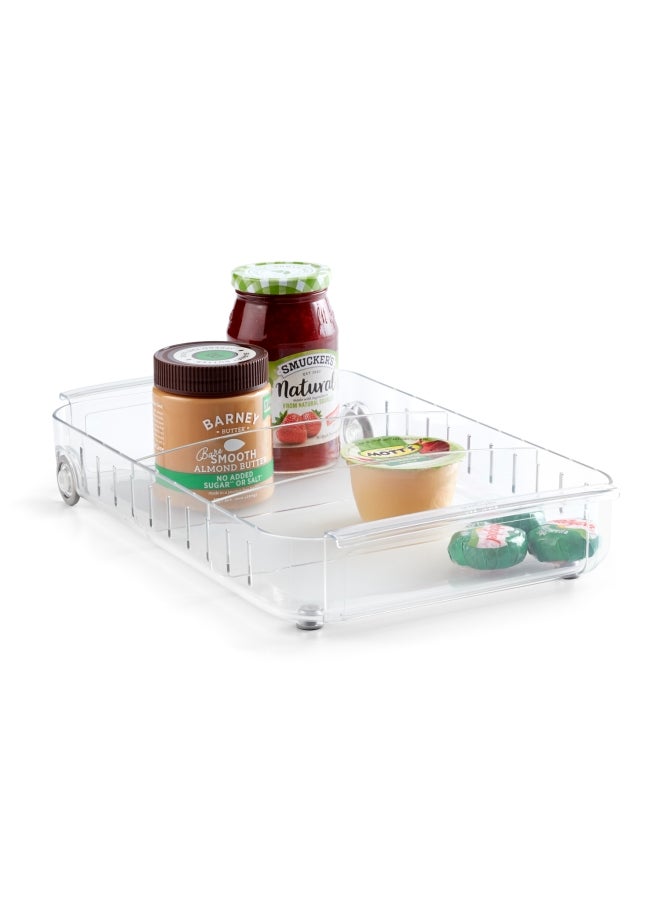 YouCopia YouCopia Roll Out Fridge Caddy BPA-Free Clear Rolling Refrigerator Organizer Bin with Adjustable Dividers And H And les, 9" Wide, 50340 White 9x15inch  - Image 1