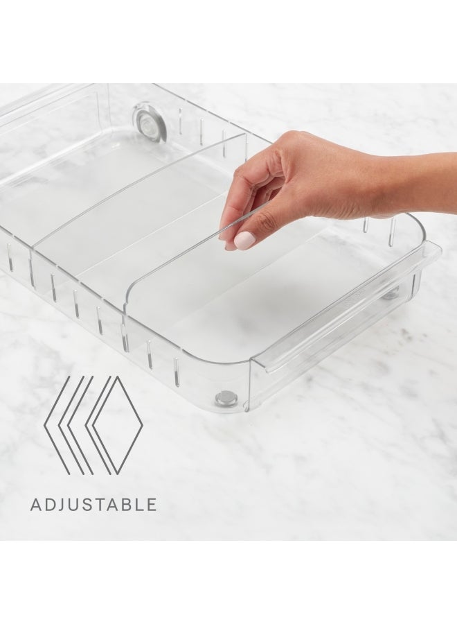 YouCopia YouCopia Roll Out Fridge Caddy BPA-Free Clear Rolling Refrigerator Organizer Bin with Adjustable Dividers And H And les, 9" Wide, 50340 White 9x15inch  - Image 2