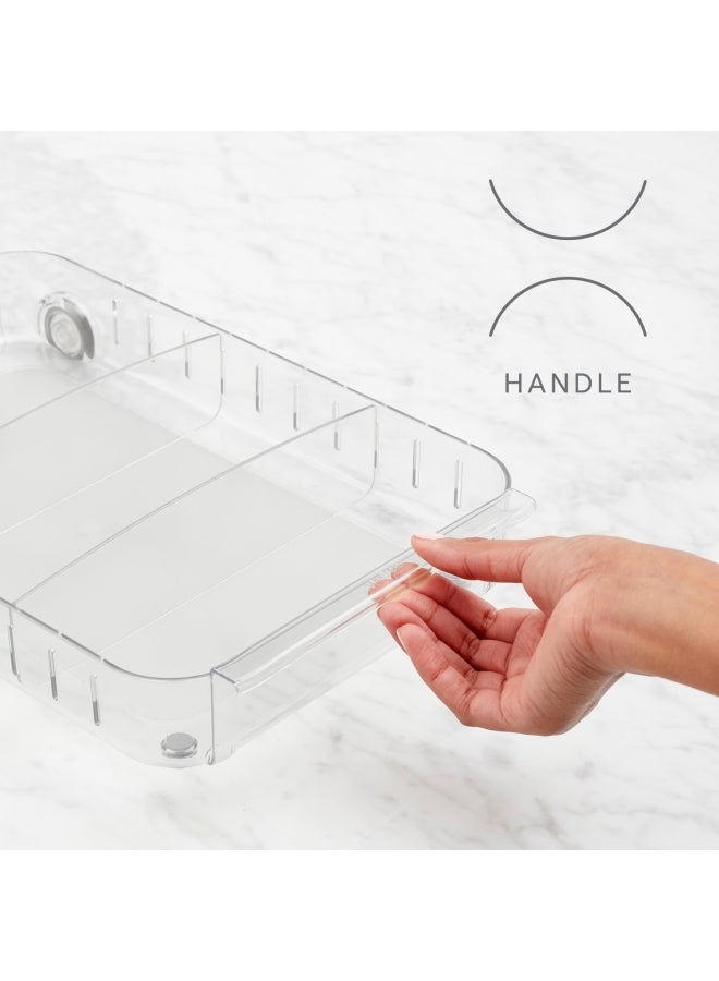 YouCopia YouCopia Roll Out Fridge Caddy BPA-Free Clear Rolling Refrigerator Organizer Bin with Adjustable Dividers And H And les, 9" Wide, 50340 White 9x15inch  - Image 3