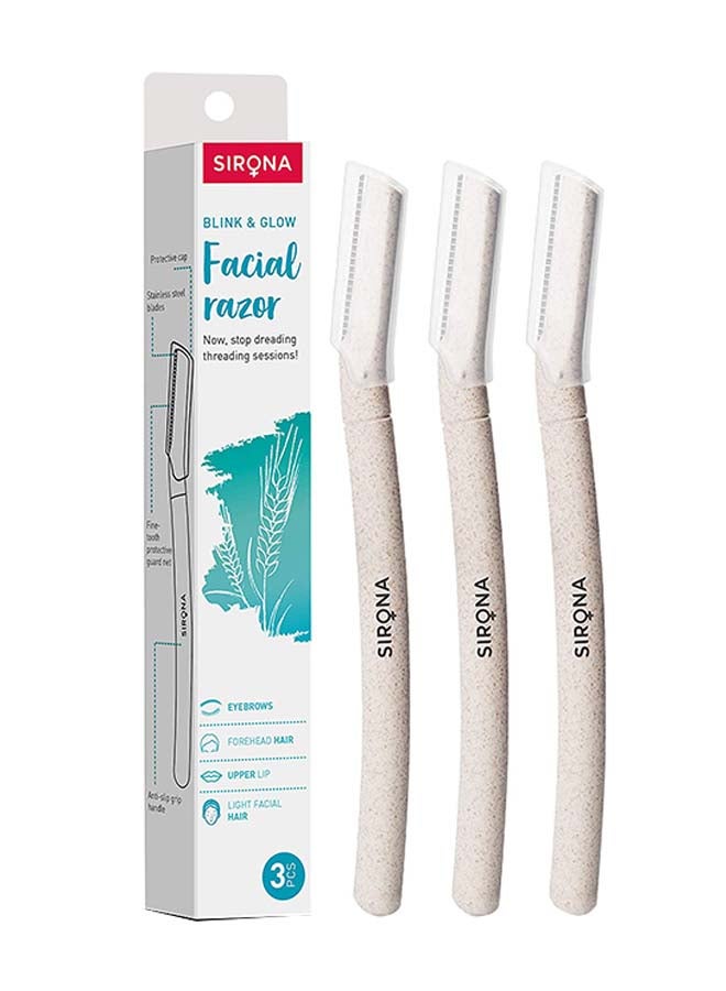 Sirona Pack of 3 Blink and Glow Face Razor 30grams - Image 1
