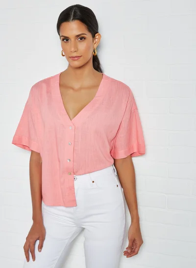 VERO MODA Boxy Woven Shirt Pink