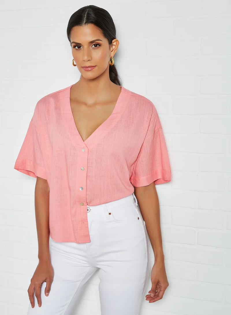 VERO MODA Boxy Woven Shirt Pink