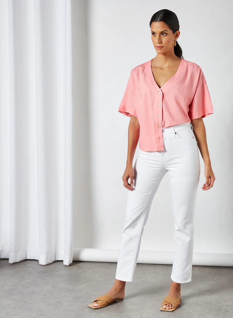 VERO MODA Boxy Woven Shirt Pink