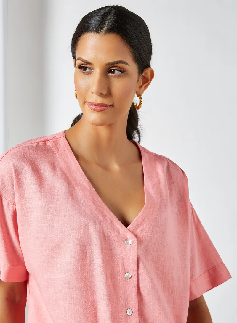VERO MODA Boxy Woven Shirt Pink