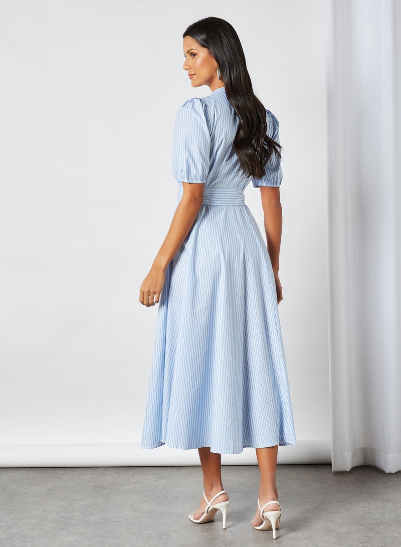 Y.A.S Button Down Striped Dress Della Robbia Blue  - Image 4