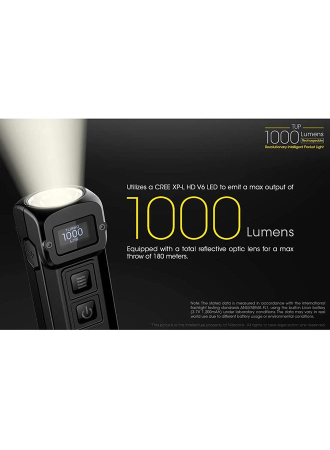 NITECORE - TUP Mini Torch - 1000 Lumens LED - Keyring with OLED Display - Rechargeable Battery with 5 Modes 2.77x1.16x1.03inch - Image 1