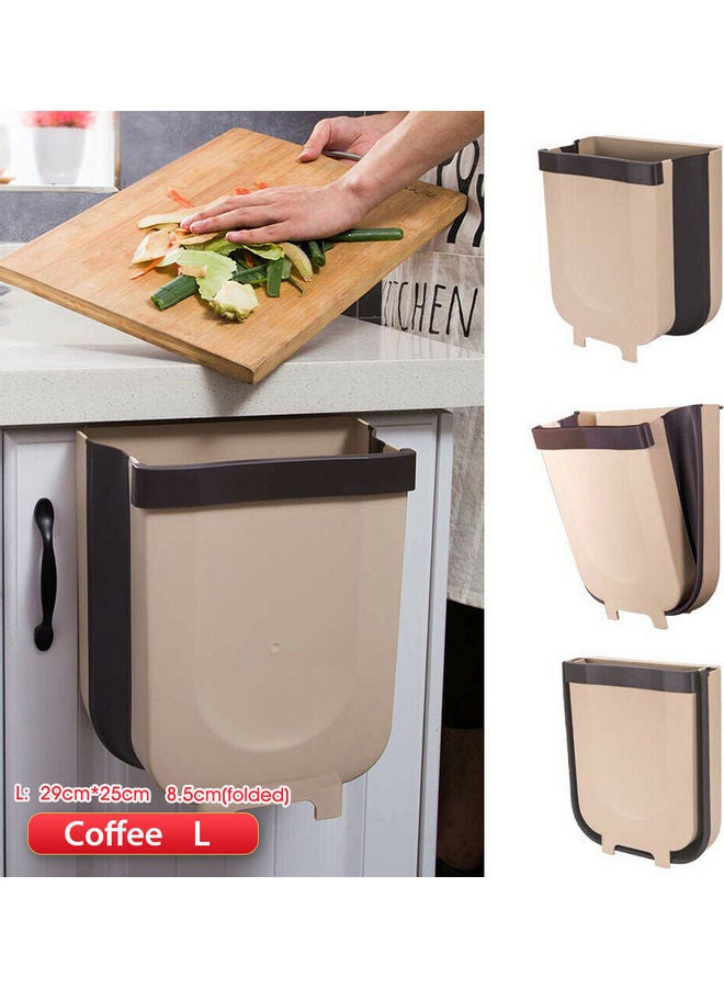 Generic - Wall Mounted Folding Waste Bin Beige/Black 29x25cm - Image 1