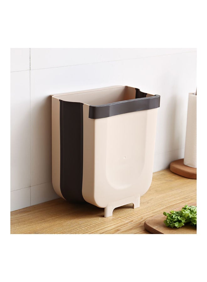Generic - Wall Mounted Folding Waste Bin Beige/Black 29x25cm - Image 1