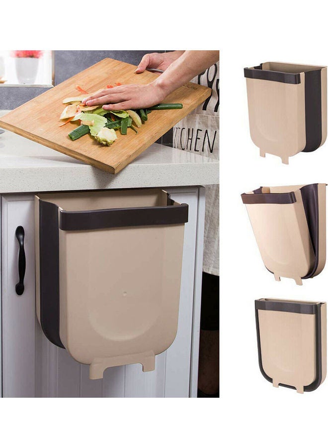 Generic - Wall Mounted Folding Waste Bin Beige/Black 29x25cm - Image 1