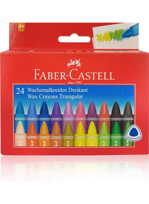 24 Colour Triangular Wax Crayons Multicolour