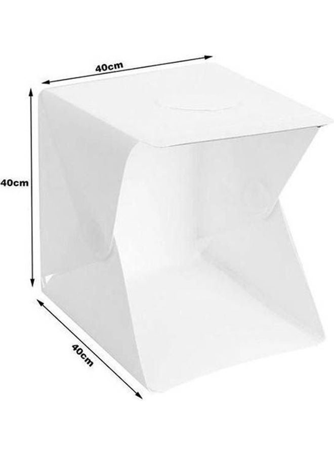 Generic Studio Light Box Portable Tent Kit - 2 LED USB With Remote 40x40x40cm White  - Image 2