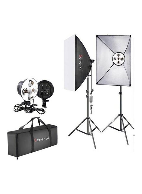 General Rectangular photographic softbox lighting set includes a 50 x 70 cm softbox and a 5-round stand, photography light stand + bag 50x70cm Black