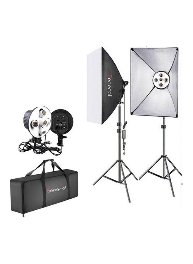 Generic - General Rectangular photographic softbox lighting set includes a 50 x 70 cm softbox and a 5-round stand, photography light stand + bag 50x70cm Black - Image 1