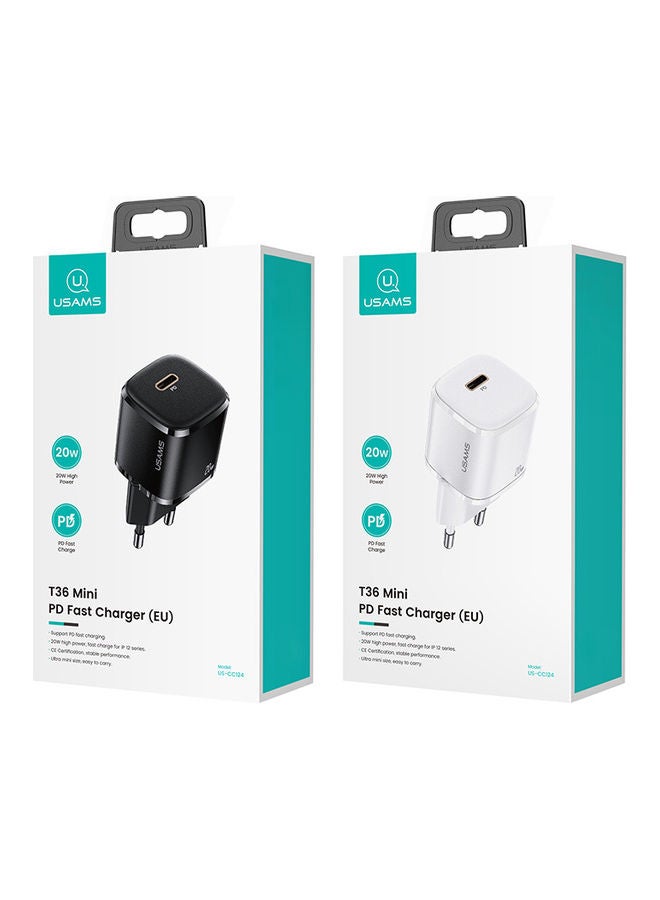 Usams T36 Mini PD Fast Charger EU 20W Black - Image 3