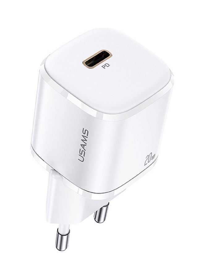 Usams T36 Si PD 20W Fast Charging Adapter White - Image 1