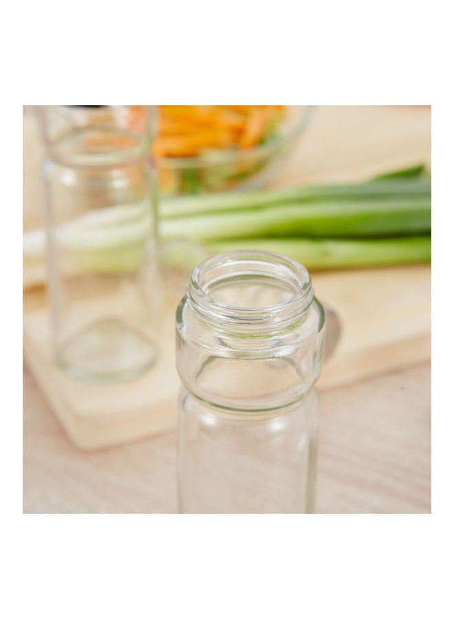 3-Piece Seasoning Bottle Set with Caddy Stand Silver/Clear  - Image 4